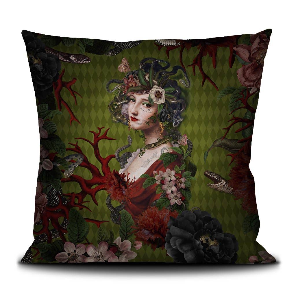 Medusa Velvet Pillow by Voglio Bene