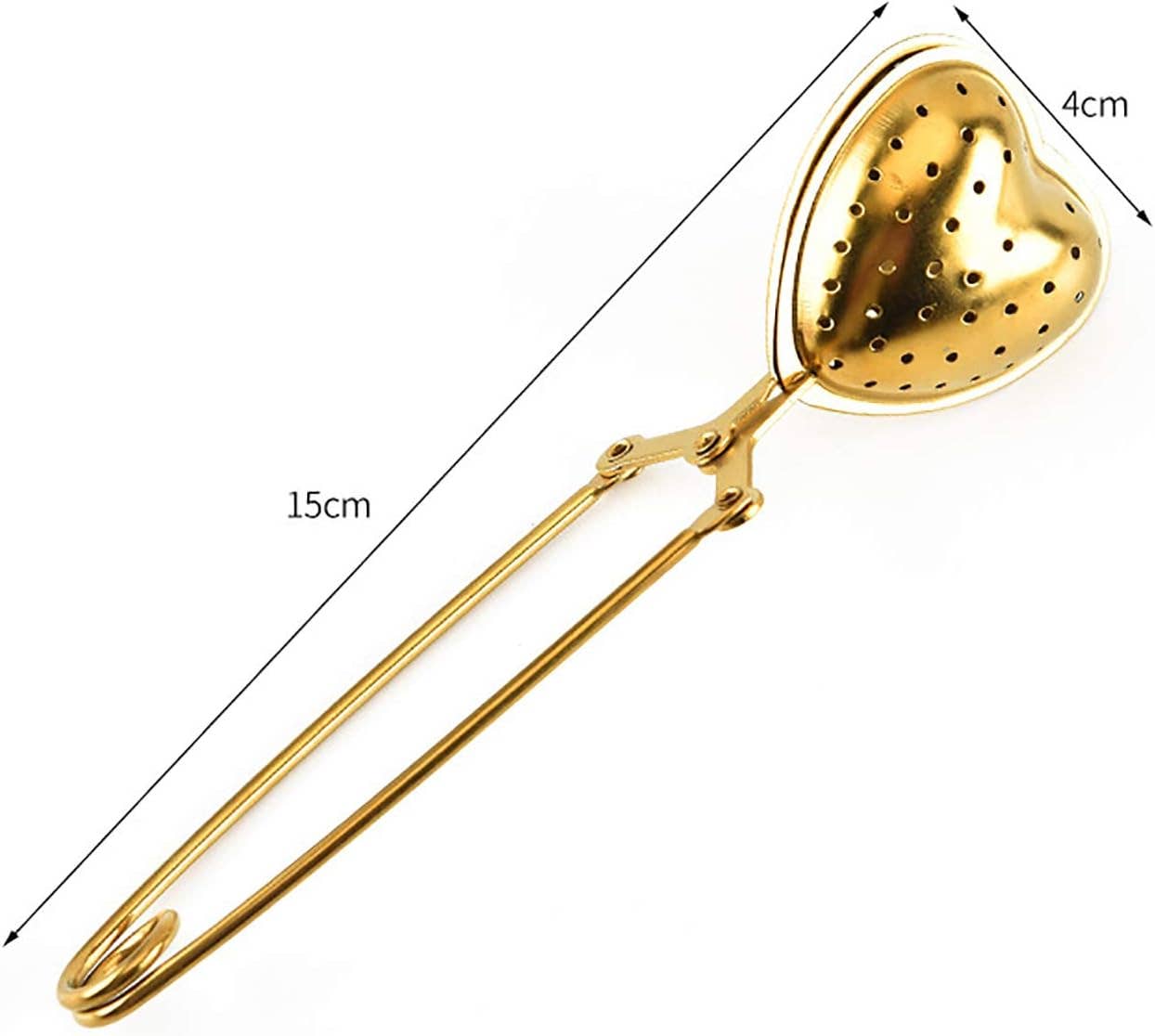 Gold Heart-Shaped Loose Leaf Tea Infuser with Long Handle