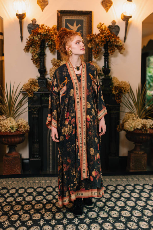 Heart of Gold Opera Duster Kimono Robe w/ Sacred Heart