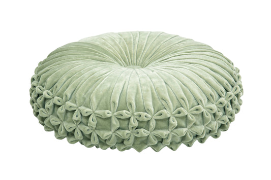 Velvet Round Handmade Pillow,  Pistachio Green - 16 Inch