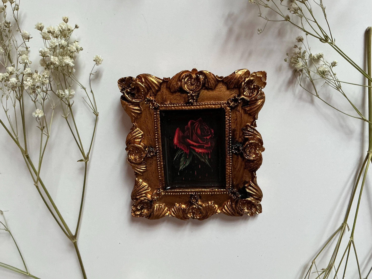 Spooky Rose Print Resin in Ornate Frame - Lovers Eye