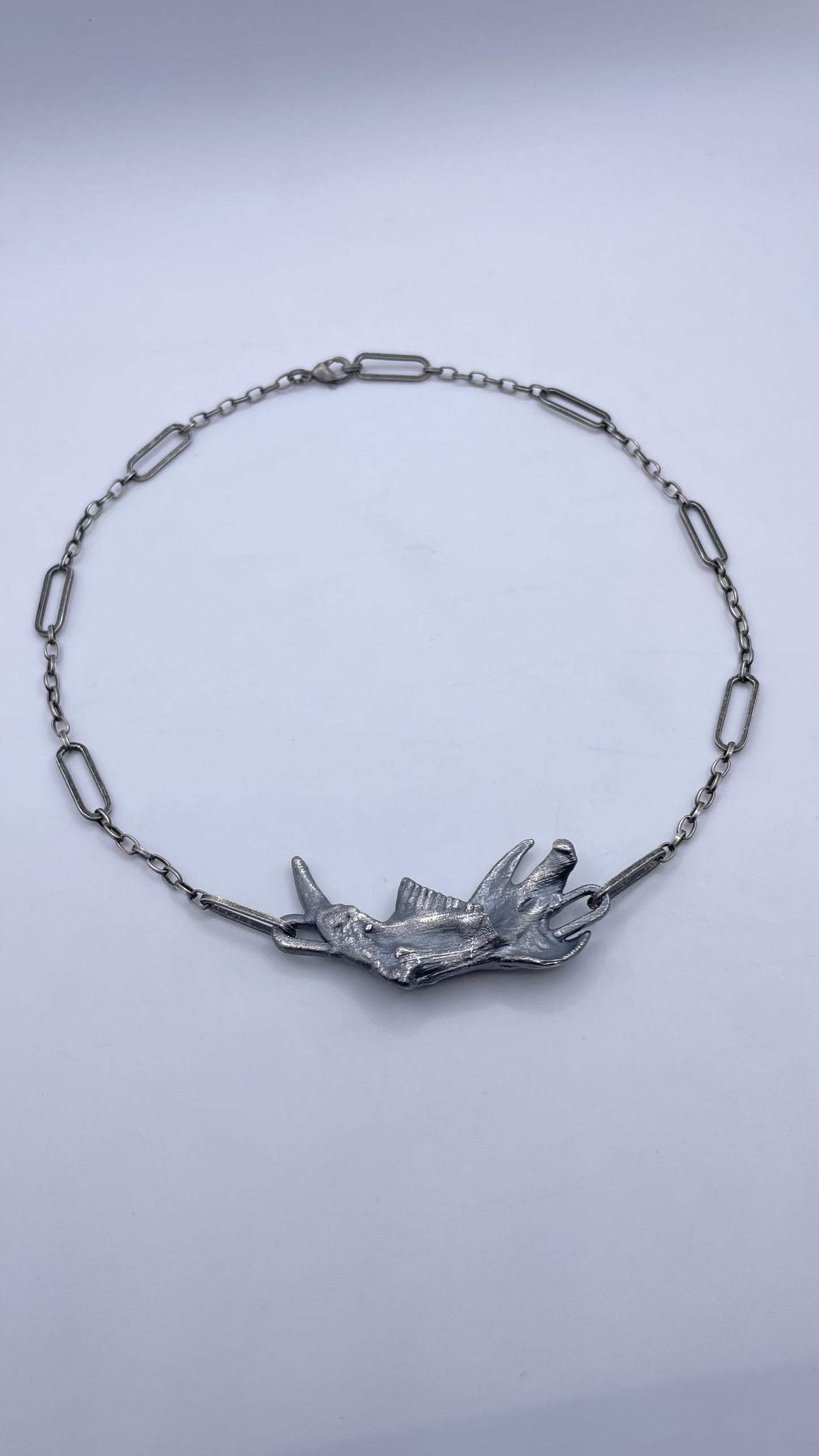 Single Rabbit Jaw Choker Sterling Silver Necklace by Inex Jewelry