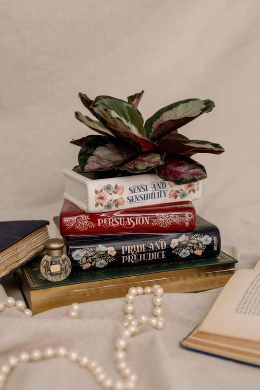 Jane Austen Stacked Book Planter