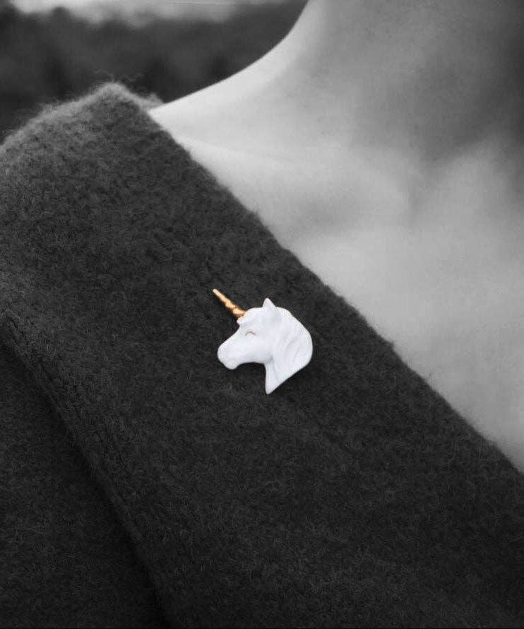 Unicorn Ceramic Brooch