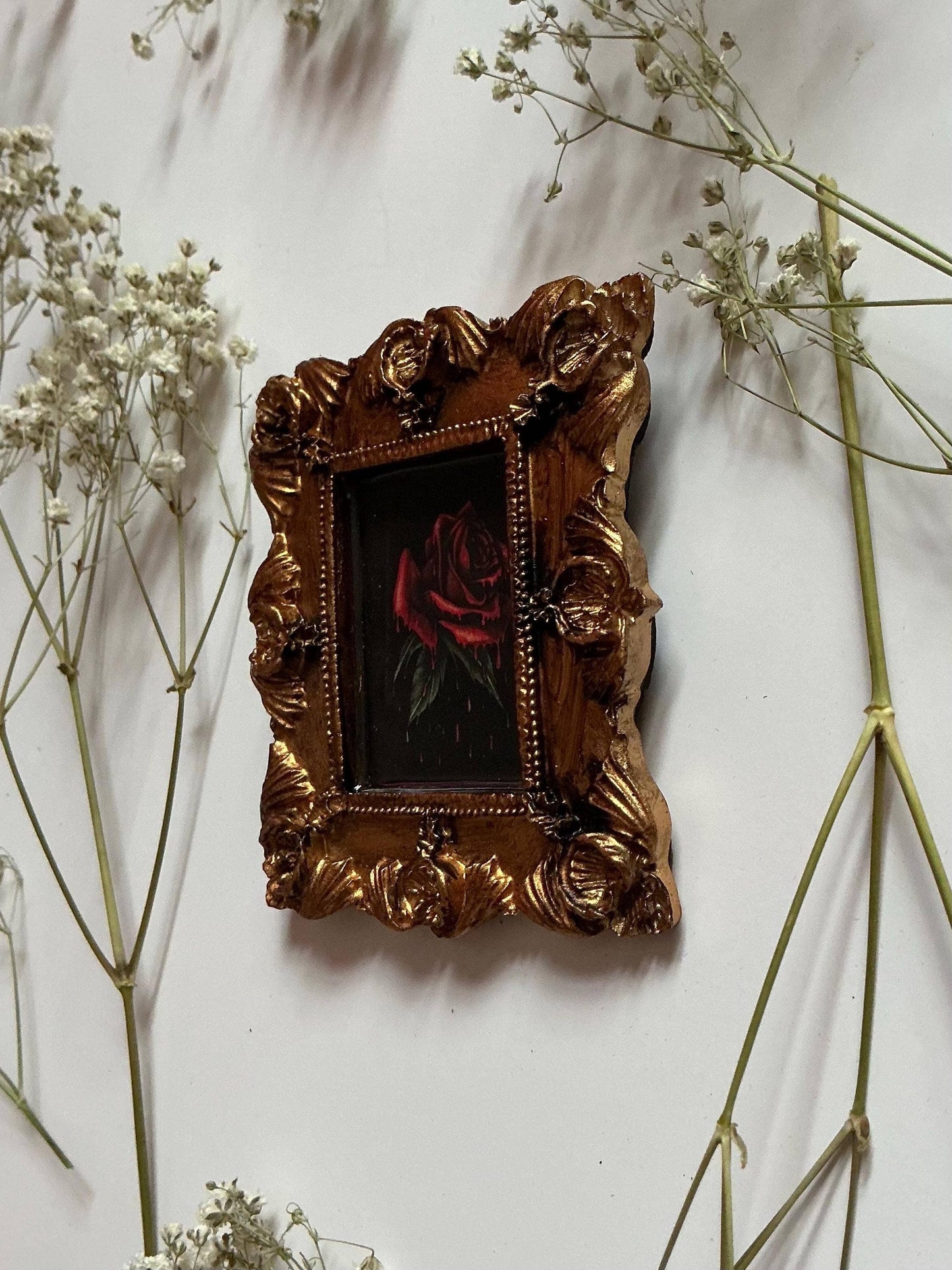 Spooky Rose Print Resin in Ornate Frame - Lovers Eye