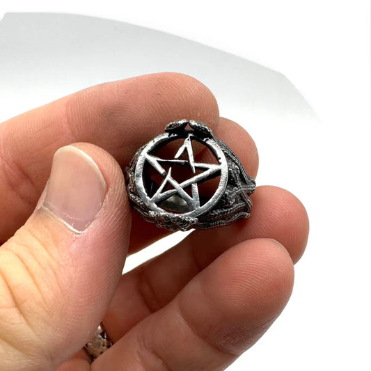 Medusa Pentacle Ring in Sterling Silver