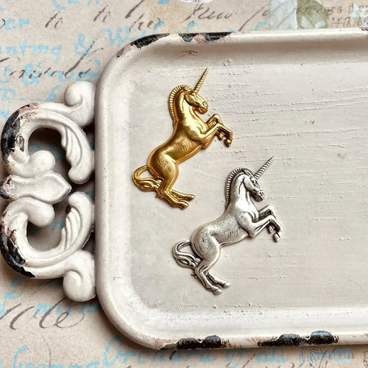 Magical Brass Unicorn Brooch
