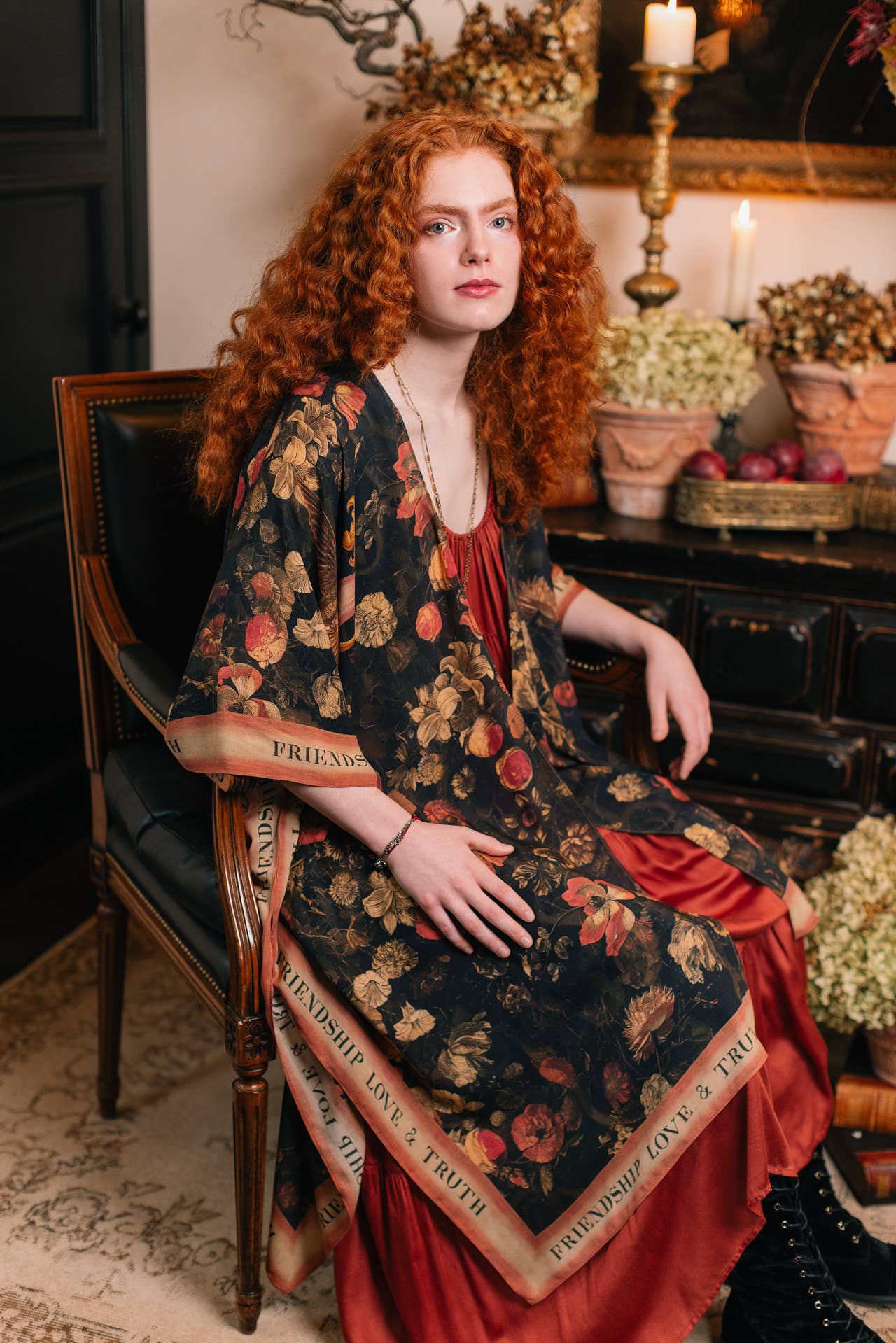 Heart of Gold Goddess Starduster Kimono w/ Sacred Heart