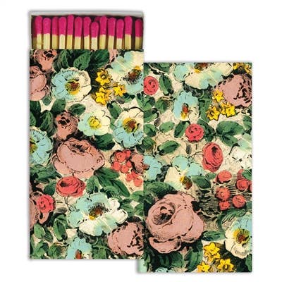 Pink Floral Collage Safety Matches