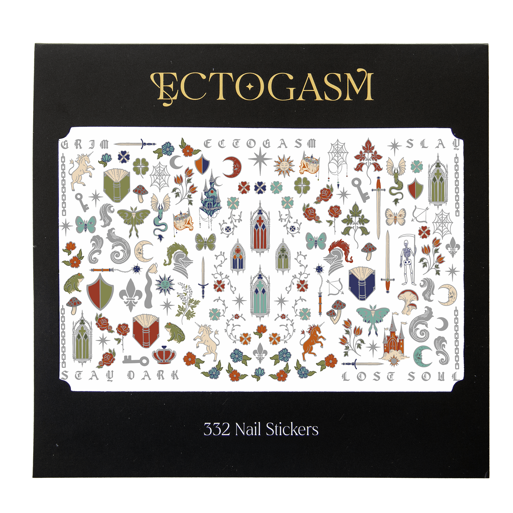 Illuminated Medieval Nail Stickers in Silver by Ectogasm