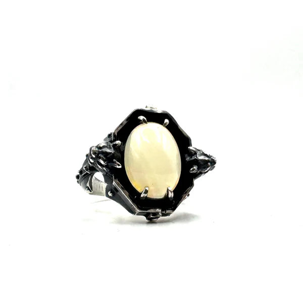 Opal Gargoyle Serpent Sanctum Ring In sterling silver