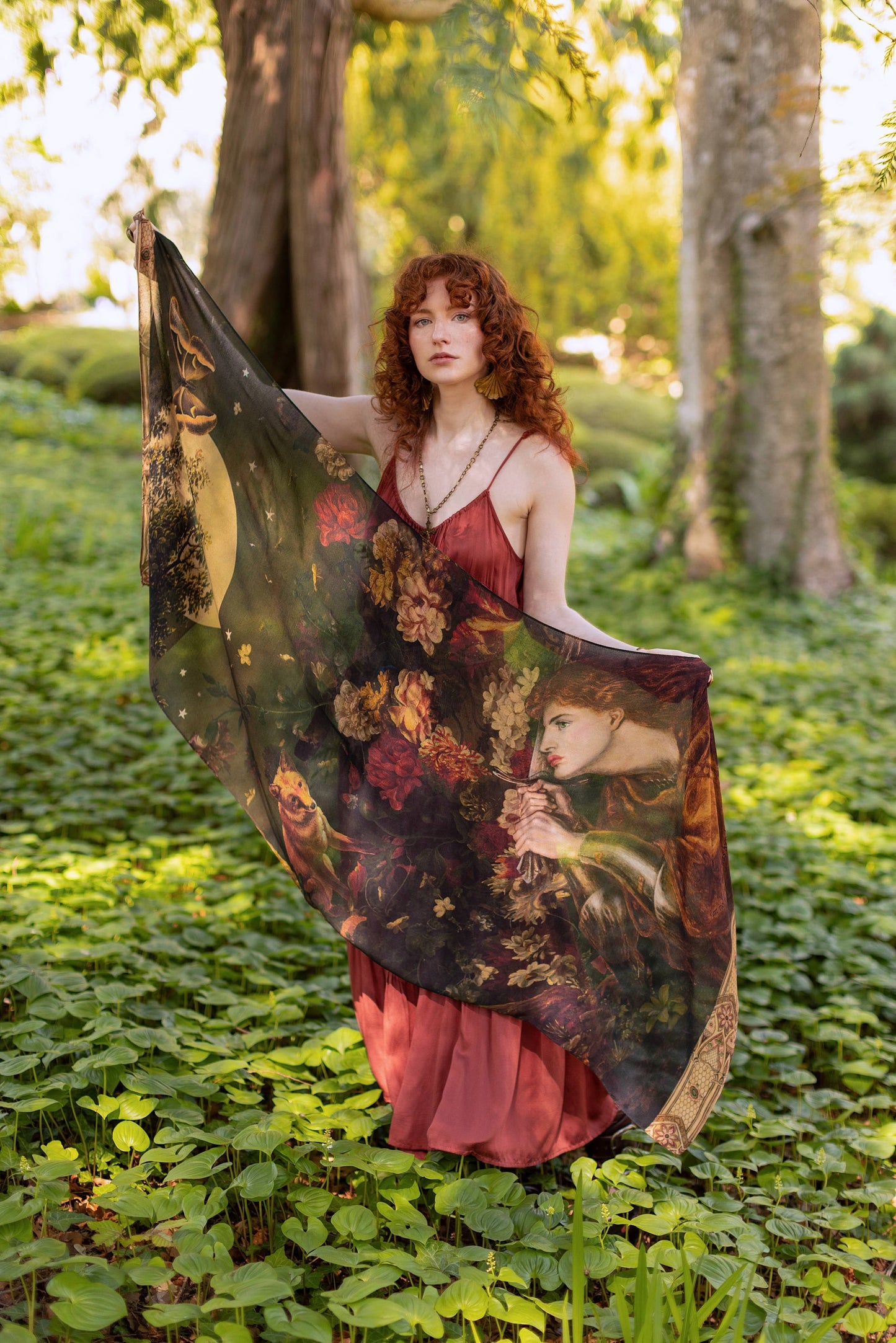 The Messenger Scarf with Joan of Arc & Florals