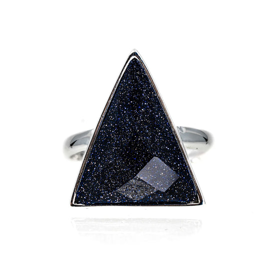 💙 Blue Sandstone Ring – 925 Sterling Silver (Adjustable)