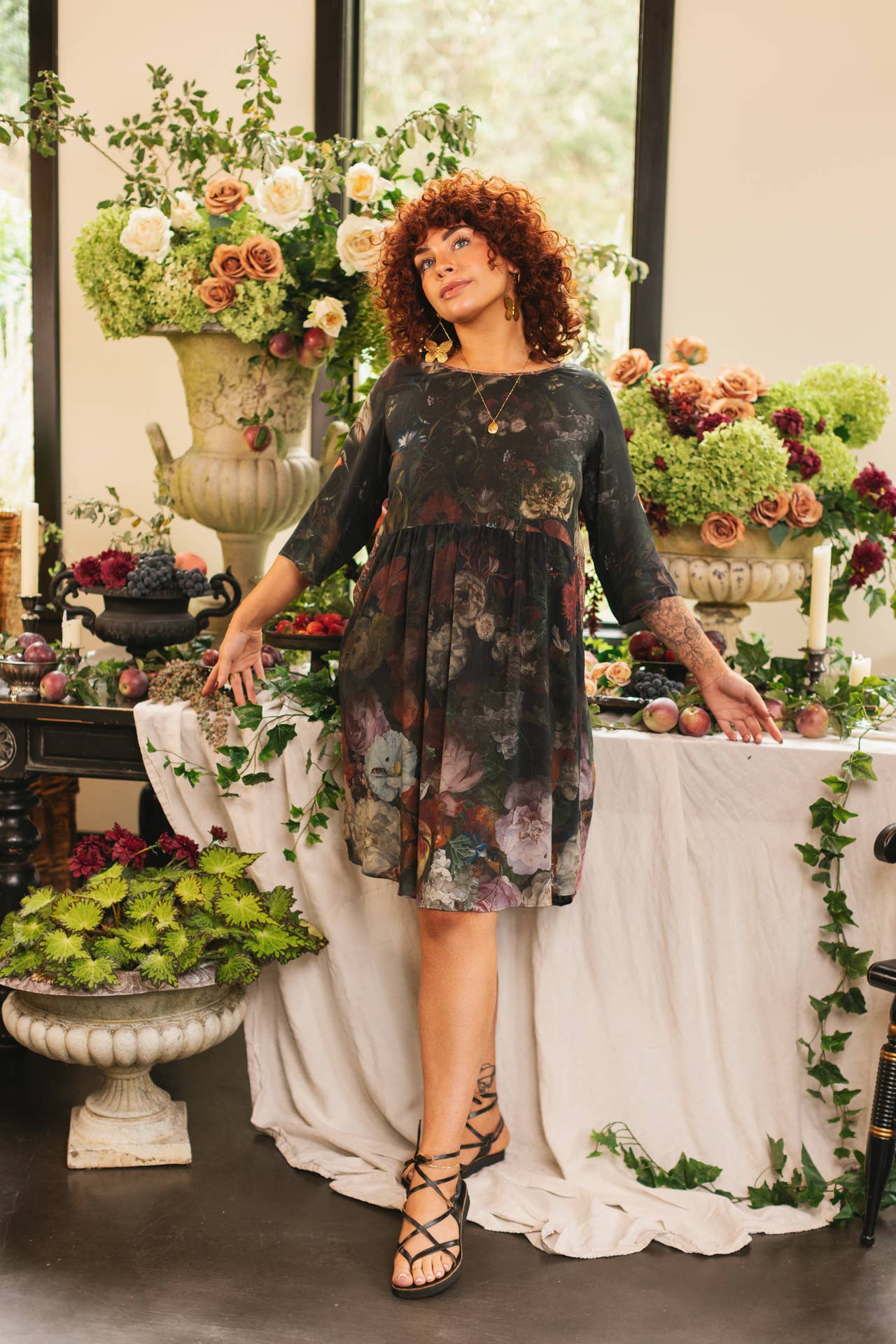 Flight of Fancy Artist Dress Tunic w/ Pockets & Hummingbirds