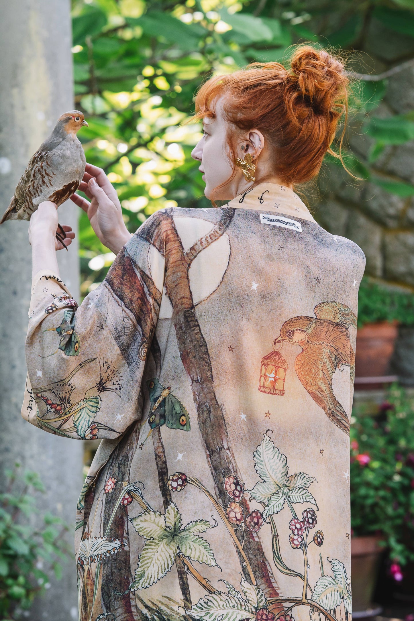 Lovelight Opera Duster Kimono Robe w/woodland deer & swallow