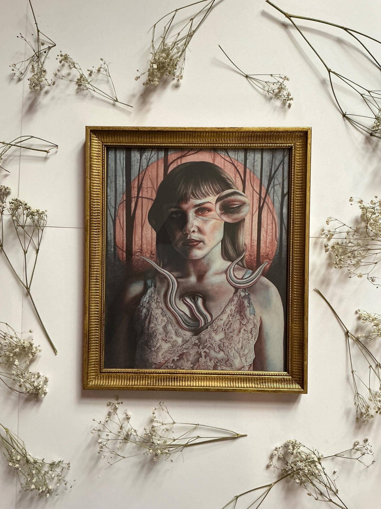 Framed Gothic Self Portrait Dark Surreal Wall Art