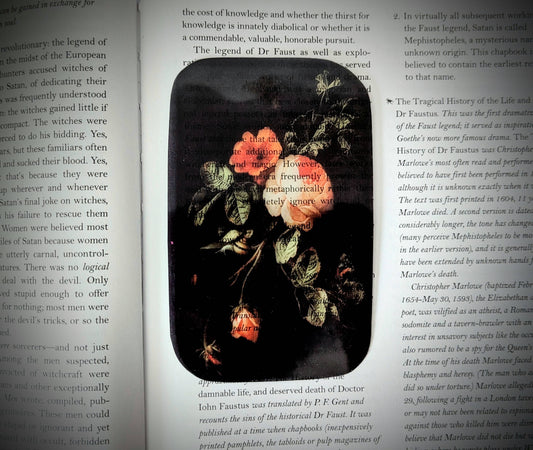 Vintage Peach Flowers Black Bookmark