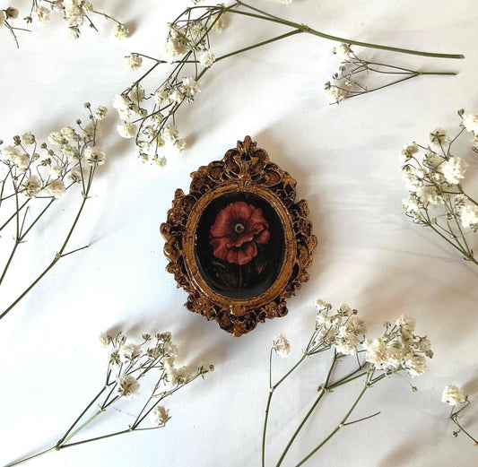 Resin Hair Clip with Gothic Eye Plant Watercolor Art