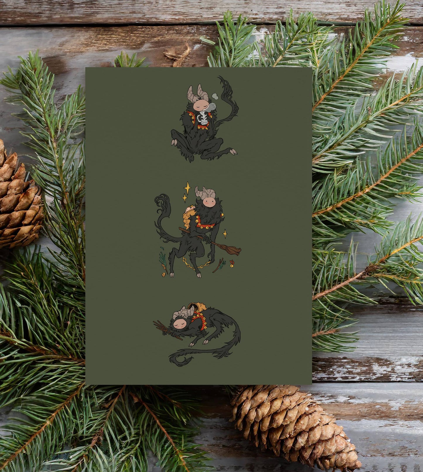Cute Krampus A6 Holiday Card