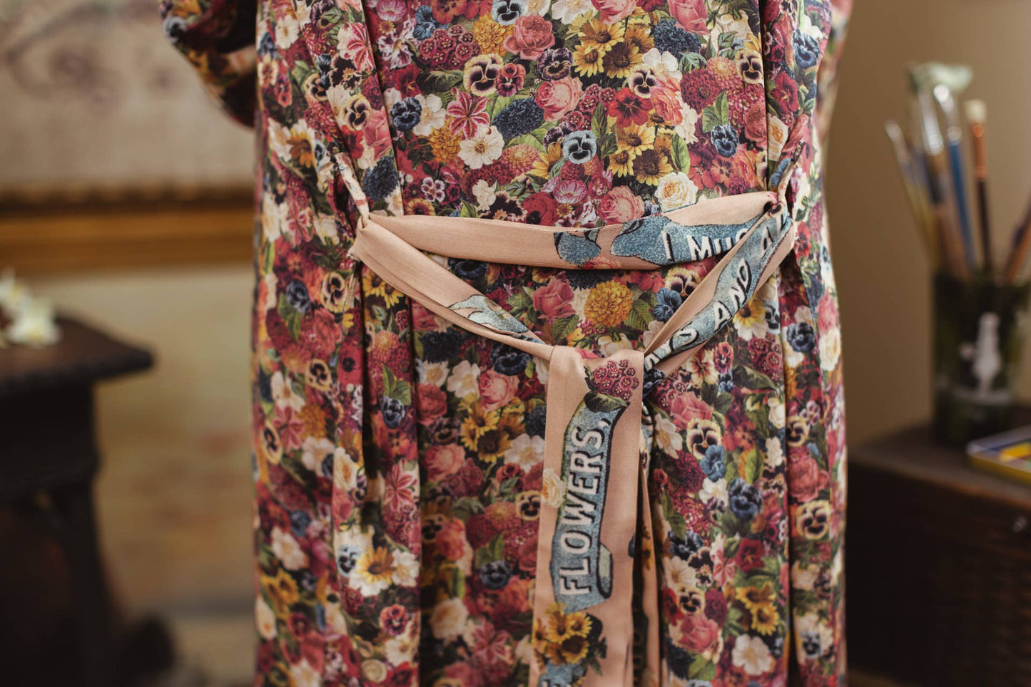 Art of Life Kimono w/ Flower Palette Print