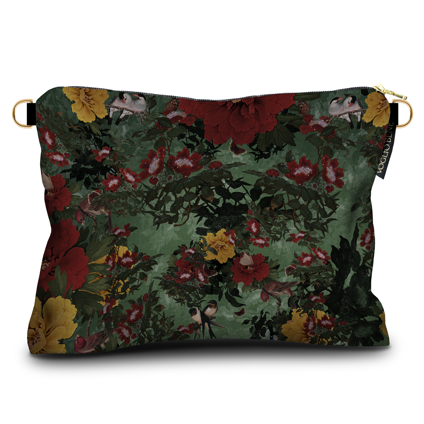 Large Birds Velvet Pouch by Voglio Bene