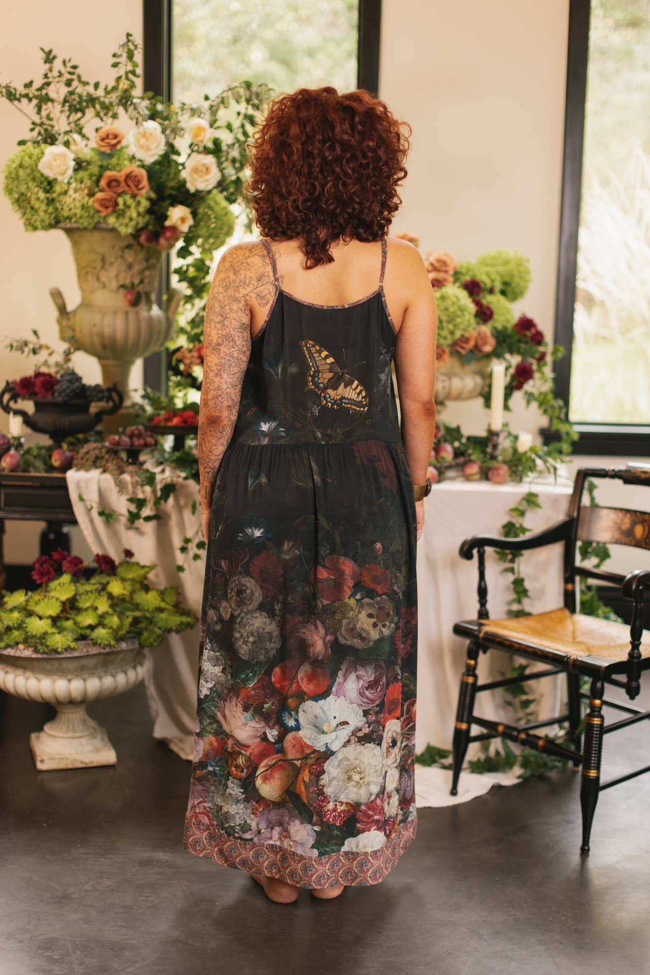 Flight of Fancy Bohéme Long Maxi Slip Dress w/Hummingbirds