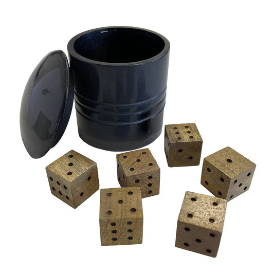 Farkle Six Dice Game in Horn Resin Cup - Vintage Style