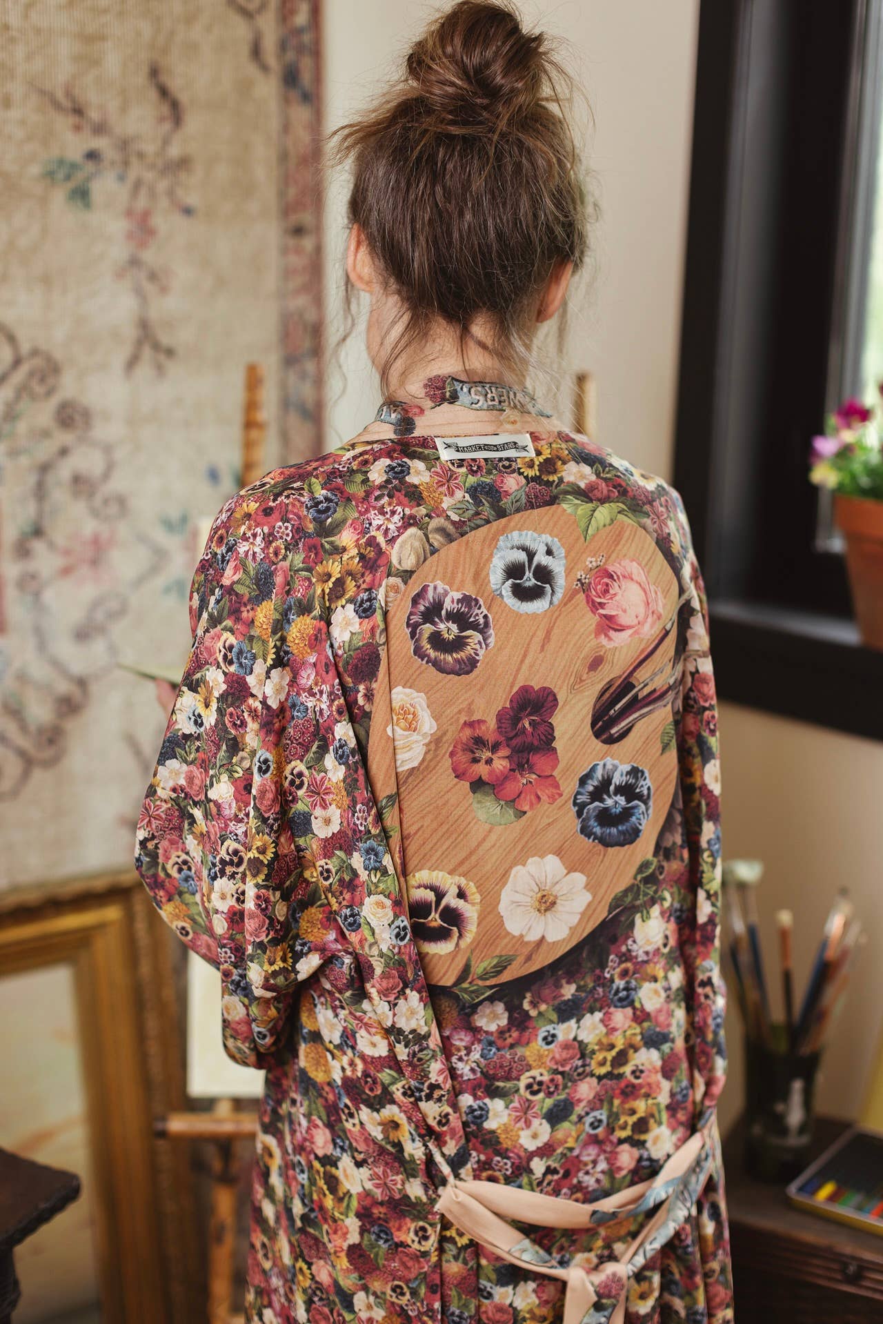 Art of Life Kimono w/ Flower Palette Print