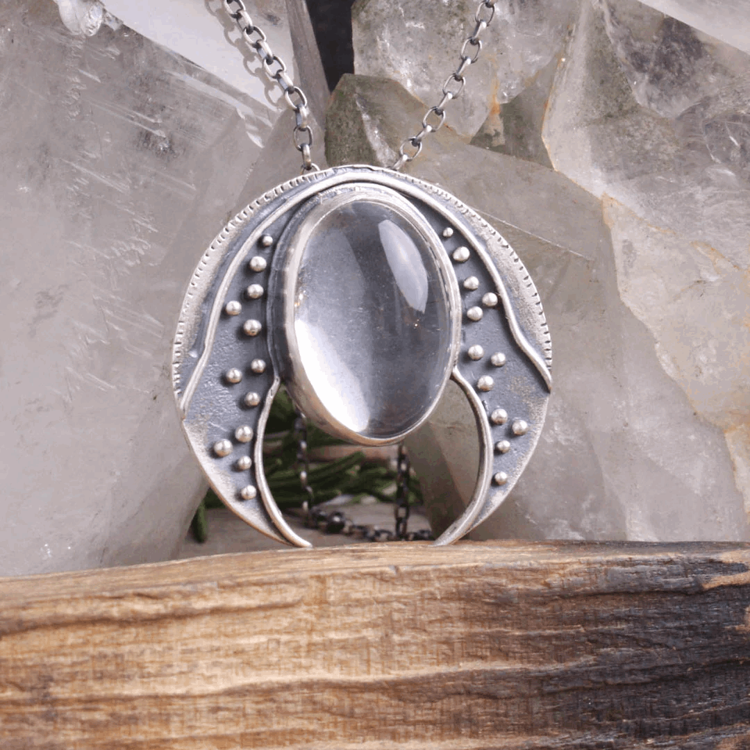 Moon Lover Necklace with Quartz by Acid Queen Jewelry