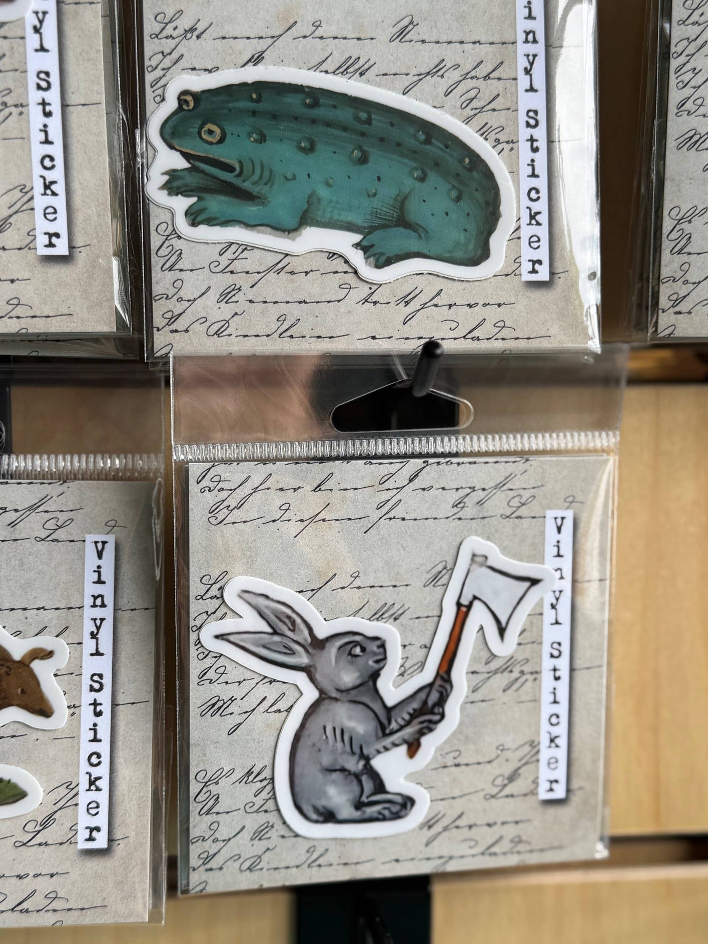 Medieval Marginalia Rabbit With Axe Vinyl Sticker