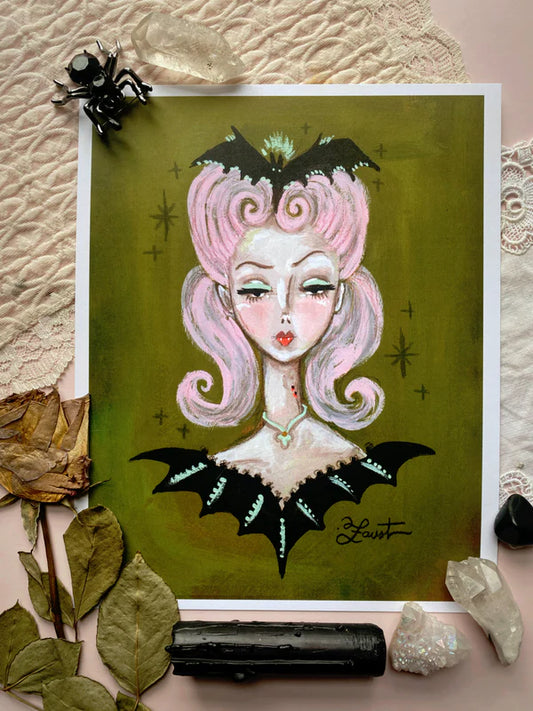 Bat Lady by Olivia Faust 8x10 Art Print