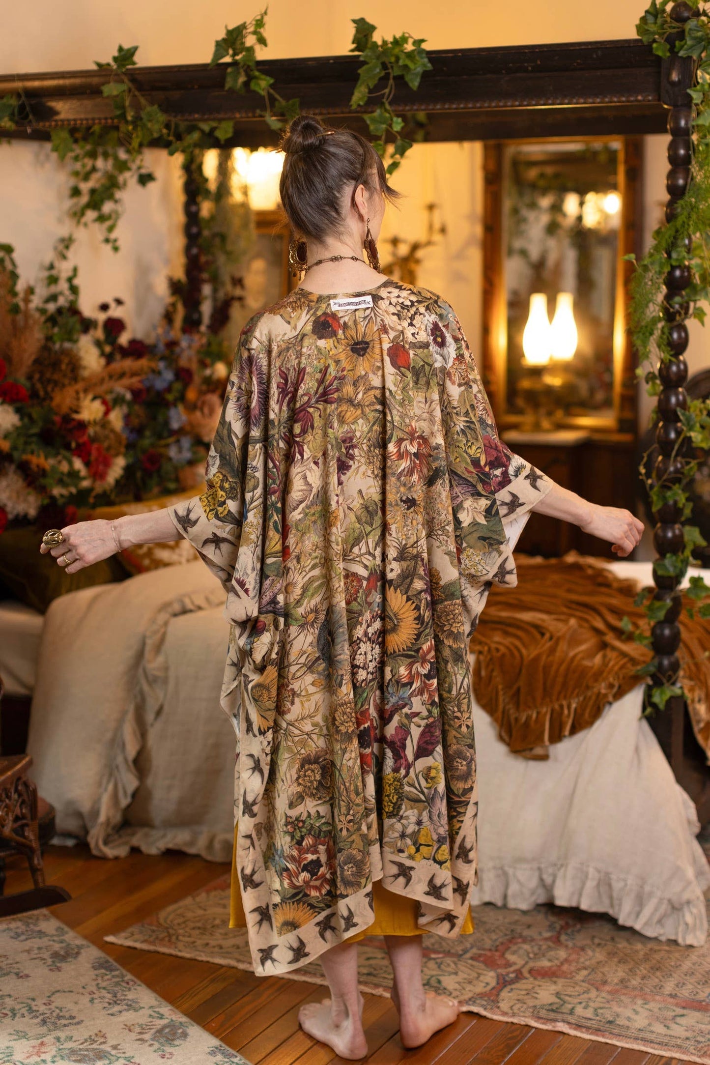 Golden Hour Goddess Duster Kimono w/ Floral Print