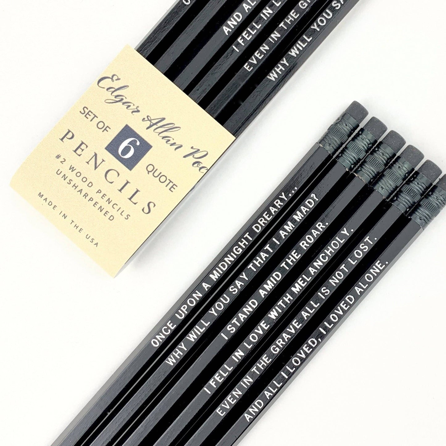 Edgar Allan Poe Quote Pencil Set