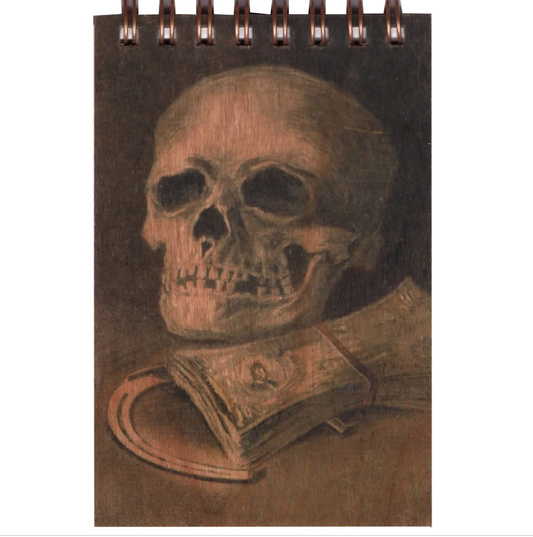 💀 Wood Notepad – Skull and Money 💀