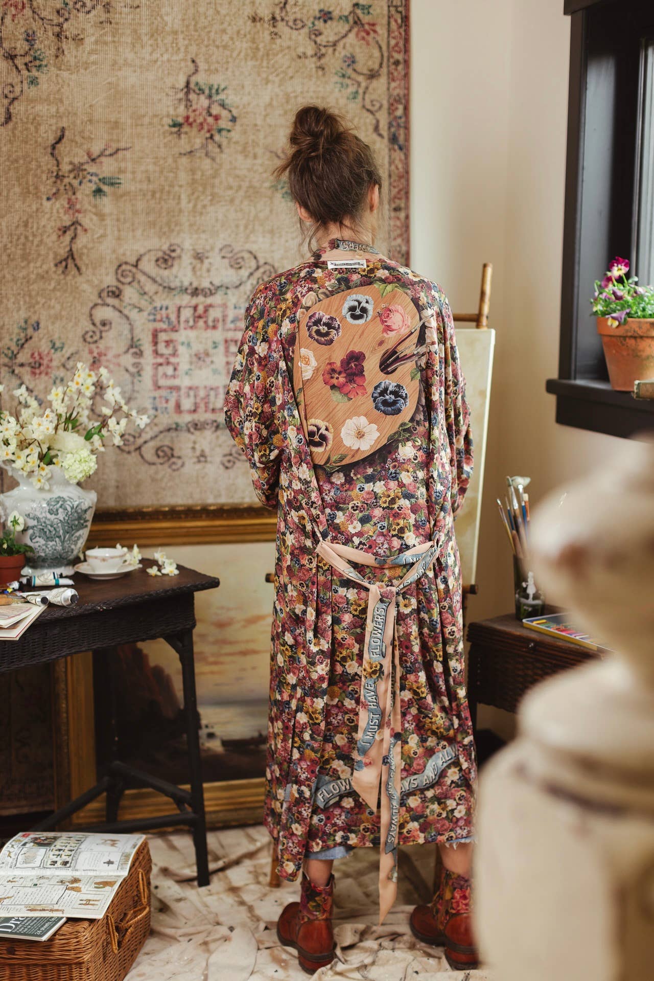 Art of Life Kimono w/ Flower Palette Print