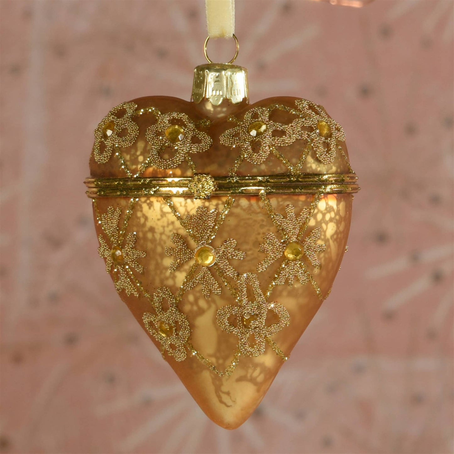 Gold Bejeweled Heart Locket Ornament