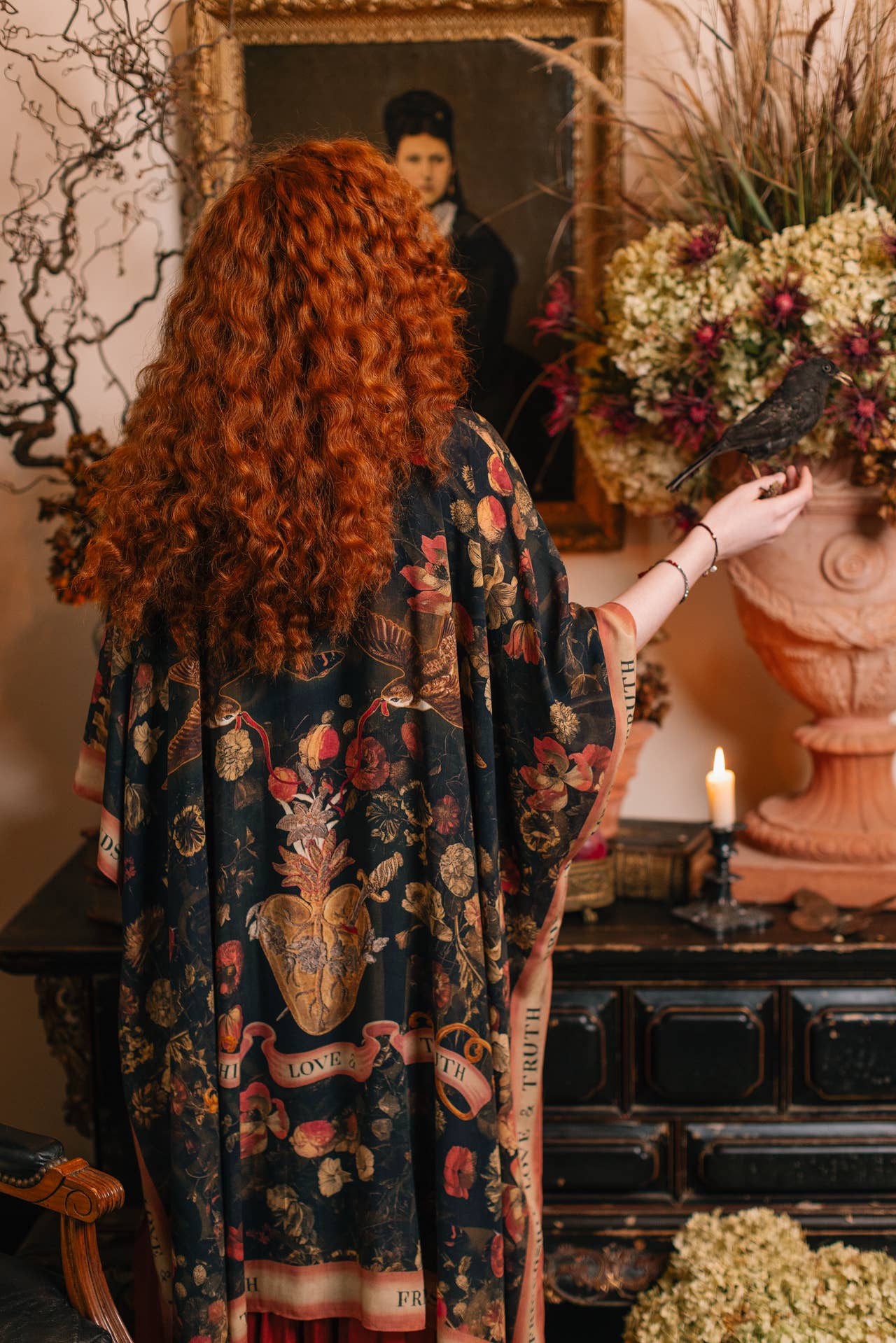 Heart of Gold Goddess Starduster Kimono w/ Sacred Heart