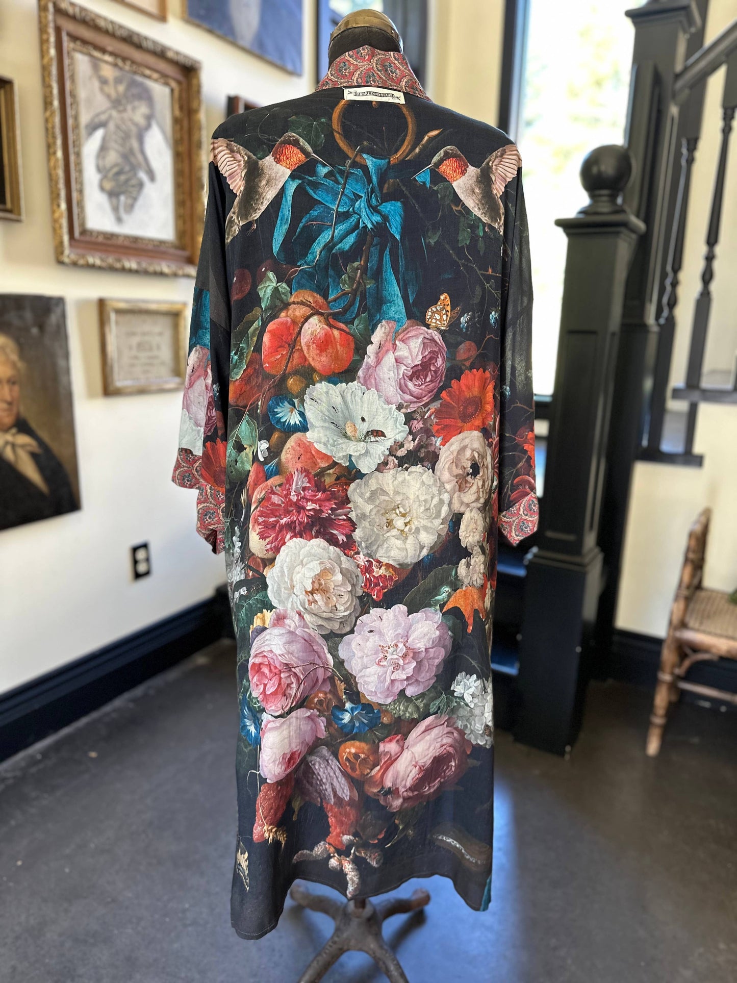 Flight of Fancy Long Duster Kimono Robe w/ Hummingbirds