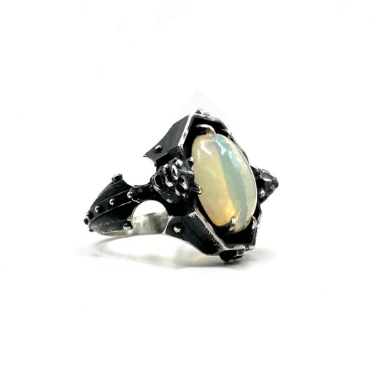 Opal Gargoyle Serpent Sanctum Ring In sterling silver