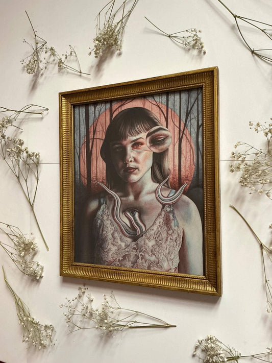Framed Gothic Self Portrait Dark Surreal Wall Art