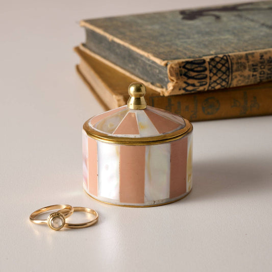 Peach & Cream Mother of Pearl Circus Tent Trinket Box