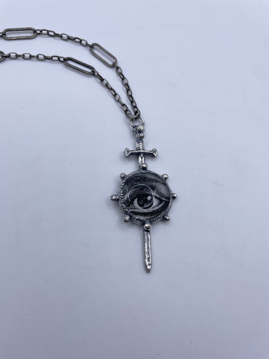 Lover’s Eye & Sword Sterling Silver Necklace by Inex Jewelry