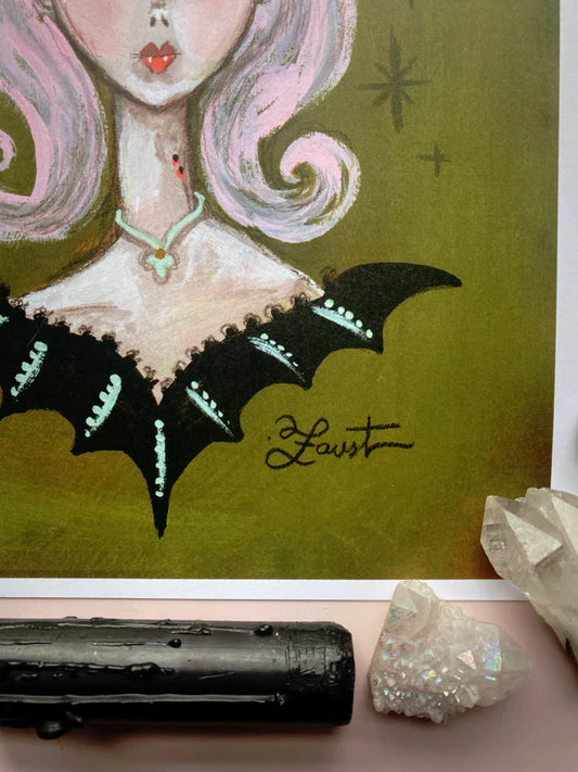 Bat Lady 8x10 Art Print by Olivia Faust