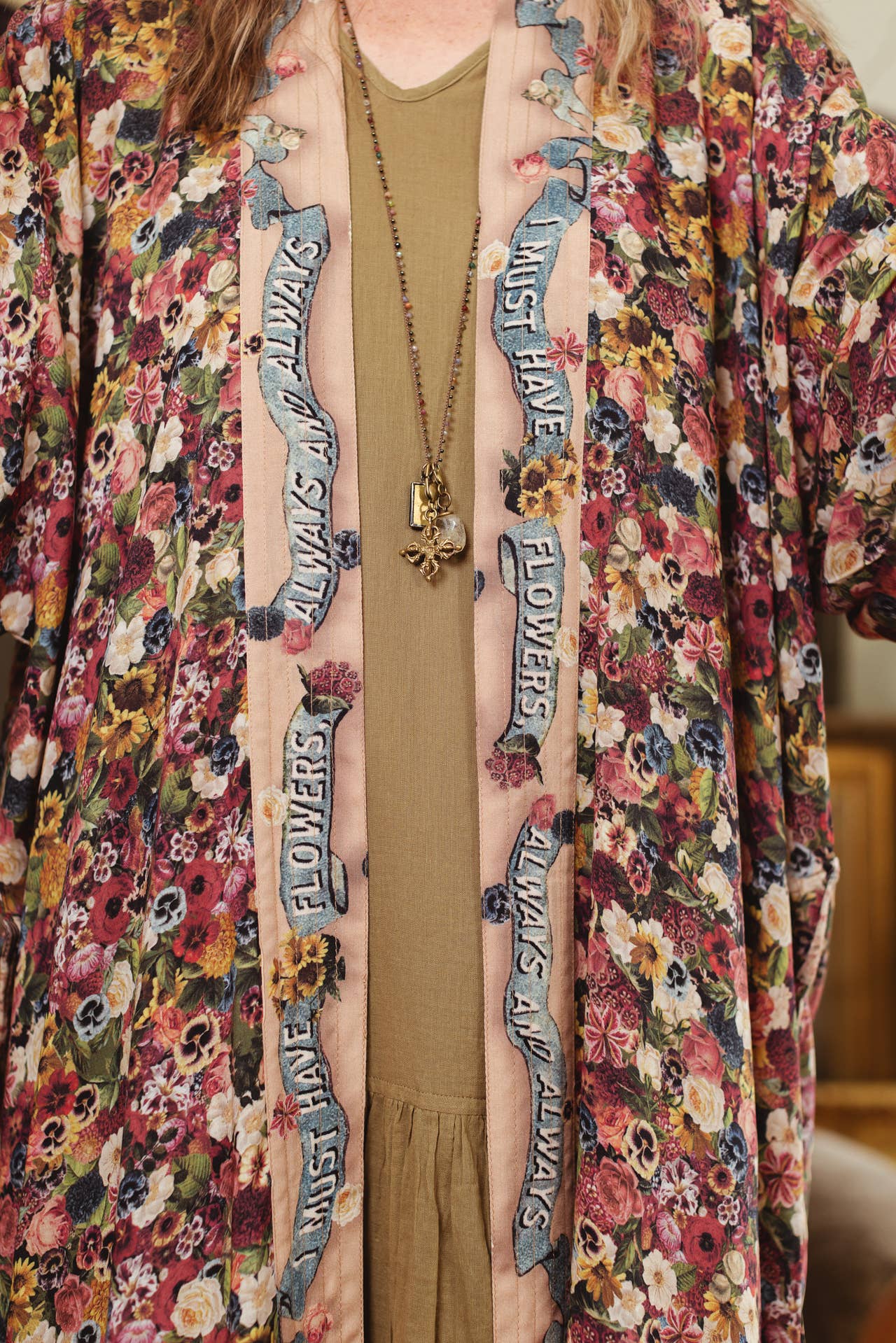Art of Life Kimono w/ Flower Palette Print