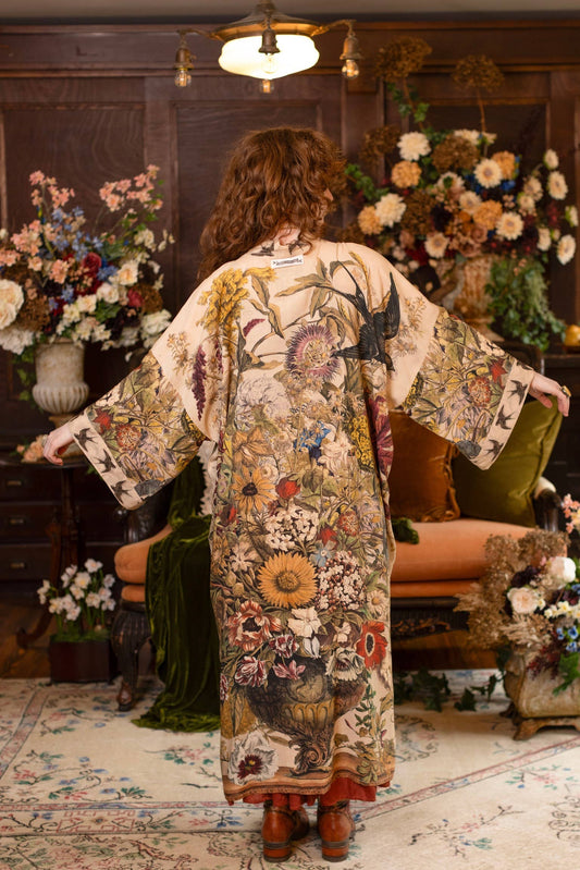Golden Hour Opera Duster Kimono Robe w/ floral print