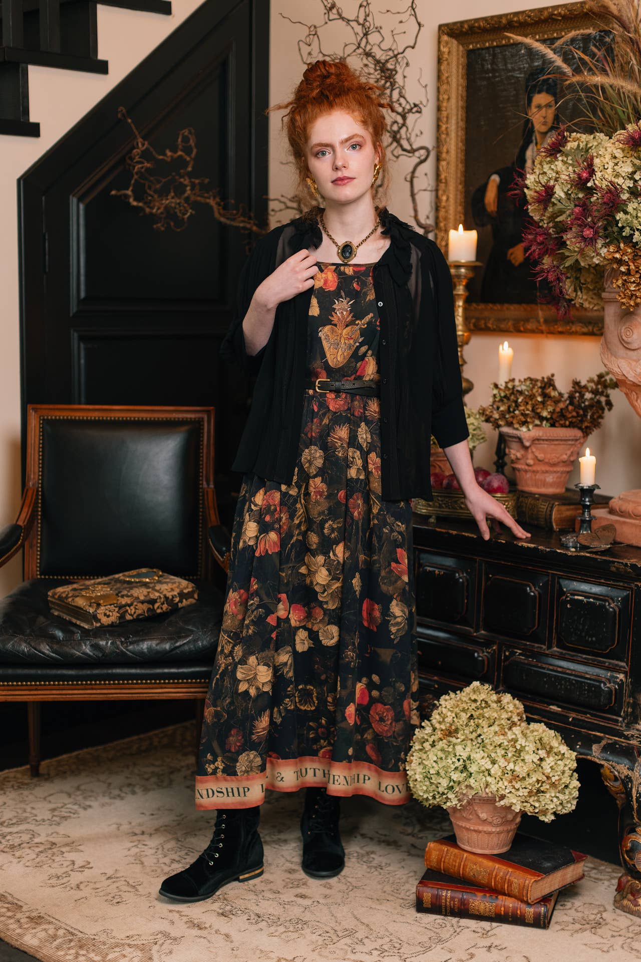 Heart of Gold Bohéme Long Maxi Slip Dress w/ Sacred Heart