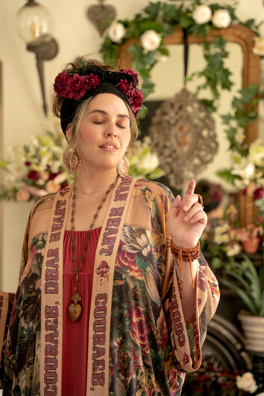 Courage Dear Heart with Sacred Heart Duster Kimono