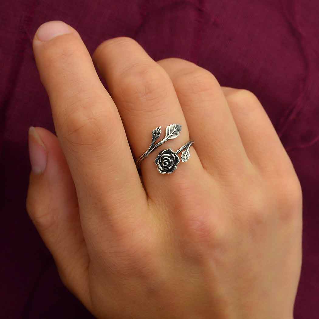 Rose Adjustable Ring in Sterling Silver
