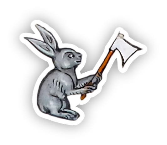 Medieval Marginalia Rabbit With Axe Vinyl Sticker
