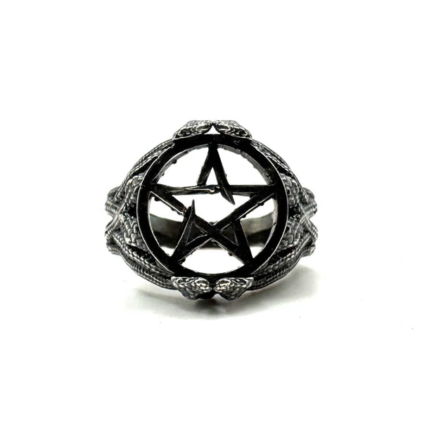 Medusa Pentacle Ring in Sterling Silver